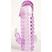 Закрытая фиолетовая насадка с 2 отростками - 13 см. - Toyfa Basic - в Саранске купить с доставкой