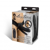 Полый страпон с двумя отростками и вибрацией Unisex Vibrating Hollow Strap-On Double Penetrating Dildo - 17,8 см. - Lux Fetish - купить с доставкой в Саранске