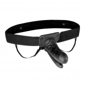 Полый страпон с двумя отростками и вибрацией Unisex Vibrating Hollow Strap-On Double Penetrating Dildo - 17,8 см. - Lux Fetish - купить с доставкой в Саранске