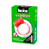 Розовое эрекционное виброкольцо Luxe VIBRO  Поцелуй стриптизёрши  + презерватив - Luxe - в Саранске купить с доставкой