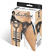 Черные трусики для страпона из патентованной кожи - Lux Fetish - купить с доставкой в Саранске