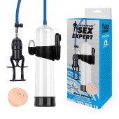 Прозрачная вакуумная вибропомпа Sex Expert с насадкой-вагиной - Sex Expert - в Саранске купить с доставкой