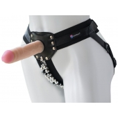 Черный пояс-трусики с насадкой  Гламур Dana  - 15,5 см. - LOVETOY (А-Полимер) - купить с доставкой в Саранске