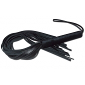 Чёрная кожаная плеть с жесткой ручкой - 63 см. - Sitabella - купить с доставкой в Саранске