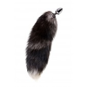 Серебристая металлическая анальная втулка с хвостом чернобурой лисы - размер S - ToyFa - купить с доставкой в Саранске