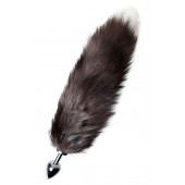 Серебристая металлическая анальная втулка с хвостом чернобурой лисы - размер S - ToyFa - купить с доставкой в Саранске