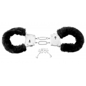 Меховые чёрные наручники Beginner s Furry Cuffs - Pipedream - купить с доставкой в Саранске