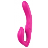Ярко-розовый безремневой страпон REMOTE DOUBLE DIPPER - 22 см. - Dream Toys - купить с доставкой в Саранске