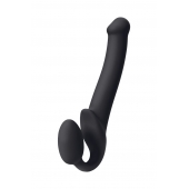 Черный безремневой страпон Silicone Bendable Strap-On M - Strap-on-me - купить с доставкой в Саранске