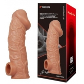 Телесная насадка на фаллос с отверстием для мошонки EXTREME SLEEVE - 17,6 см. - KOKOS - в Саранске купить с доставкой