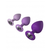 Набор из 3 фиолетовых анальных пробок со стразами Little Gems Trainer Set - Pipedream - купить с доставкой в Саранске