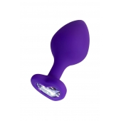 Фиолетовая анальная втулка Diamond Heart с прозрачным кристаллом - 8 см. - ToyFa - купить с доставкой в Саранске