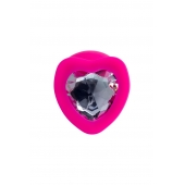 Розовая анальная втулка Diamond Heart с прозрачным кристаллом - 9,5 см. - ToyFa - купить с доставкой в Саранске