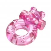 Розовое эрекционное виброкольцо на пенис Pink Bear - Baile - в Саранске купить с доставкой