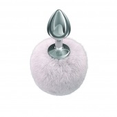 Серебристая анальная пробка с белым пушистым хвостиком Twinkle - Lola Games - купить с доставкой в Саранске