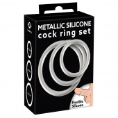 Набор из 3 эрекционных колец под металл Metallic Silicone Cock Ring Set - Orion - в Саранске купить с доставкой