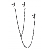 Черные зажимы на соски и клитор на цепочке DELUXE NIPPLE   CLIT CLAMPS - Dream Toys - купить с доставкой в Саранске