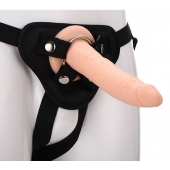 Телесный страпон на черных трусиках STRAP ON REAL DILDO - 20 см. - Dream Toys - купить с доставкой в Саранске