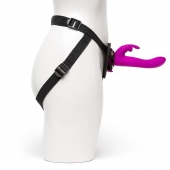 Лиловый страпон Rechargeable Vibrating Strap-On Harness Set - 17,6 см. - Happy Rabbit - купить с доставкой в Саранске