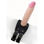 Черный узкий пояс на бедро с телесной насадкой - LOVETOY (А-Полимер) - купить с доставкой в Саранске