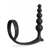 Черная анальная цепочка с эрекционным кольцом Ass-gasm Cockring Anal Beads - Pipedream - в Саранске купить с доставкой