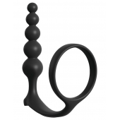 Черная анальная цепочка с эрекционным кольцом Ass-gasm Cockring Anal Beads - Pipedream - в Саранске купить с доставкой