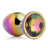 Голографическая анальная втулка с радужным кристаллом - 7,1 см. - Dream Toys - купить с доставкой в Саранске