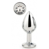 Серебристая анальная втулка с прозрачным кристаллом - 7,1 см. - Dream Toys - купить с доставкой в Саранске
