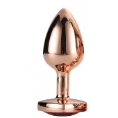 Золотистая анальная втулка с кристаллом-сердечком розового цвета - 7,1 см. - Dream Toys - купить с доставкой в Саранске