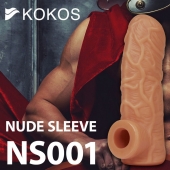 Телесная открытая насадка-реалистик с подхватом мошонки Nude Sleeve L - 14 см. - KOKOS - в Саранске купить с доставкой