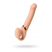 Телесный безремневой вибрострапон Vibrating Bendable Strap-On L - Strap-on-me - купить с доставкой в Саранске