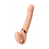 Телесный безремневой вибрострапон Vibrating Bendable Strap-On L - Strap-on-me - купить с доставкой в Саранске