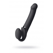 Черный безремневой вибрострапон Vibrating Bendable Strap-On L - Strap-on-me - купить с доставкой в Саранске