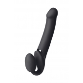 Черный безремневой вибрострапон Vibrating Bendable Strap-On L - Strap-on-me - купить с доставкой в Саранске