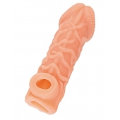 Телесная закрытая насадка с венками Cock Sleeve Size S - 13,8 см. - KOKOS - в Саранске купить с доставкой