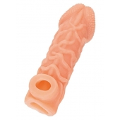 Телесная закрытая насадка с венками Cock Sleeve Size L - 17,6 см. - KOKOS - в Саранске купить с доставкой