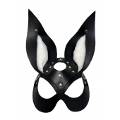 Черная маска зайки с белым мехом на ушках Miss Bunny - БДСМ Арсенал - купить с доставкой в Саранске