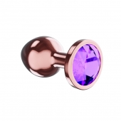 Пробка цвета розового золота с фиолетовым кристаллом Diamond Amethyst Shine S - 7,2 см. - Lola Games - купить с доставкой в Саранске
