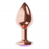 Пробка цвета розового золота с фиолетовым кристаллом Diamond Amethyst Shine S - 7,2 см. - Lola Games - купить с доставкой в Саранске