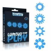 Набор из 4 голубых, светящихся в темноте эрекционных колец Lumino Play - Lovetoy - в Саранске купить с доставкой