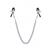 Зажимы для сосков с фиолетовой цепочкой Sweet Caress Nipple Chain - Sweet Caress - купить с доставкой в Саранске