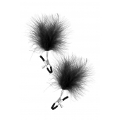 Зажимы на соски с черными пуховыми кисточками Sweet Caress Feather Nipple Clumps - Sweet Caress - купить с доставкой в Саранске