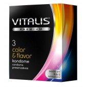Цветные ароматизированные презервативы VITALIS PREMIUM color   flavor - 3 шт. - Vitalis - купить с доставкой в Саранске