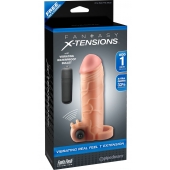 Телесная вибронасадка с кольцом  Vibrating Real Feel 1 Extension - 14 см. - Pipedream - в Саранске купить с доставкой