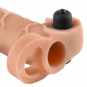 Телесная вибронасадка с кольцом Vibrating Real Feel 2 Extension - 16 см. - Pipedream - в Саранске купить с доставкой