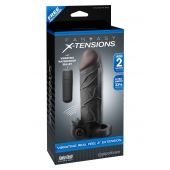 Чёрная вибронасадка с кольцом Vibrating Real Feel 2 Extension - 16 см. - Pipedream - в Саранске купить с доставкой