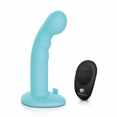 Голубая изогнутая насадка 6in Remote Control Ripple P-Spot G-Spot на черных трусиках - 16 см. - Pegasus - купить с доставкой в Саранске