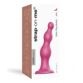 Розовая насадка Strap-On-Me Dildo Plug Beads size L - Strap-on-me - купить с доставкой в Саранске