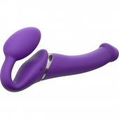 Фиолетовый безремневой вибрострапон Vibrating Bendable Strap-On - size L - Strap-on-me - купить с доставкой в Саранске