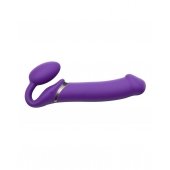 Фиолетовый безремневой вибрострапон Silicone Bendable Strap-On - size XL - Strap-on-me - купить с доставкой в Саранске
